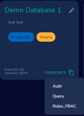 Copy endpoints Database Card Endpoints