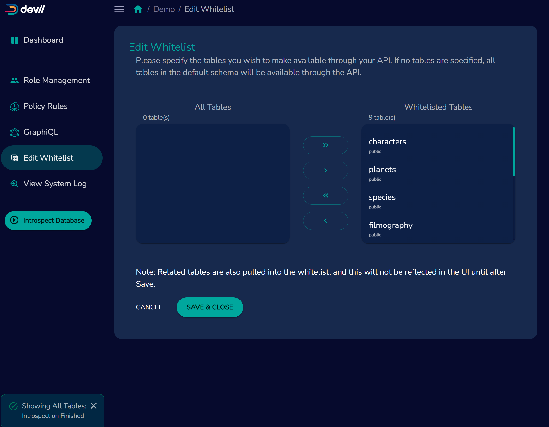 Edit Whitelist Sfter Introspection