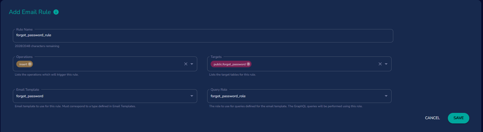 Forgot Password Email Rule Email Rule