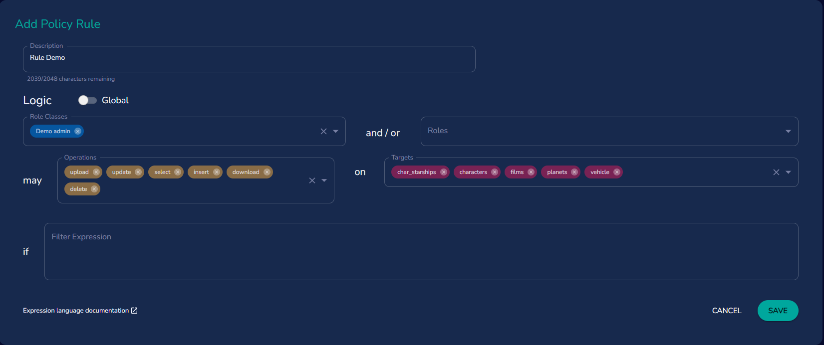 New policy rule example 1 New Policy Rule