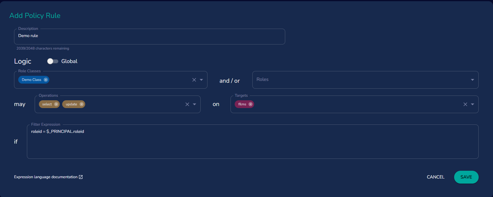 New policy rule example 2 New Policy Rule