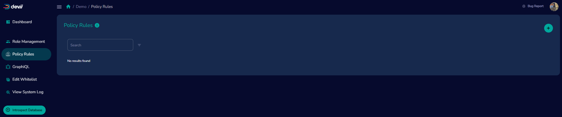 Policy Rules card before applying rules Policy Rules No Rules