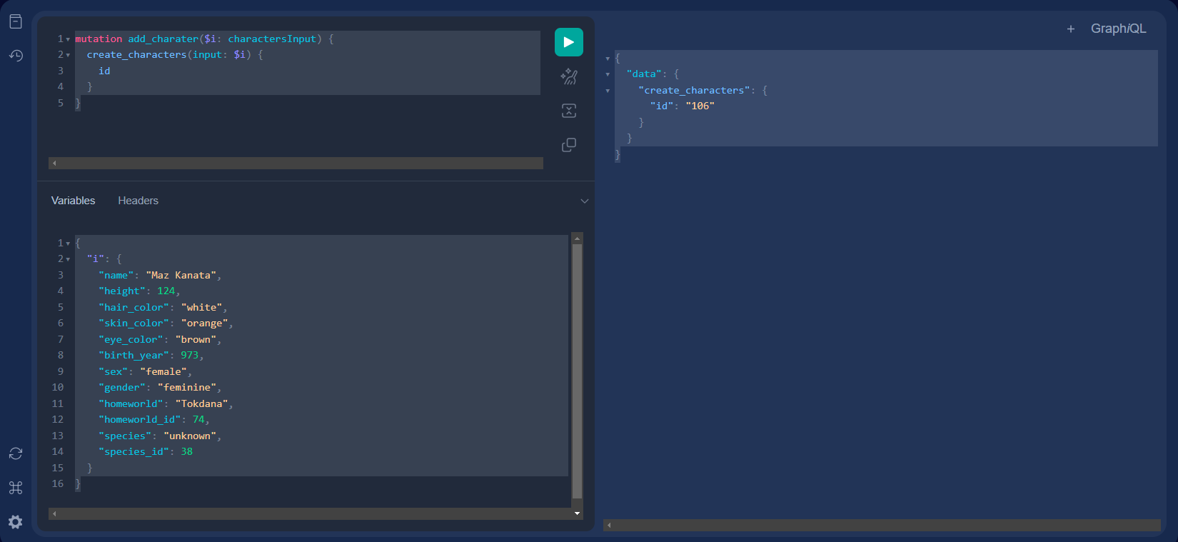 GraphiQL Mutation Portal Mutation