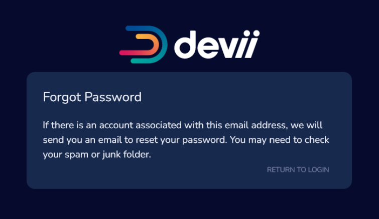 Forgot password success Forgot Password Success