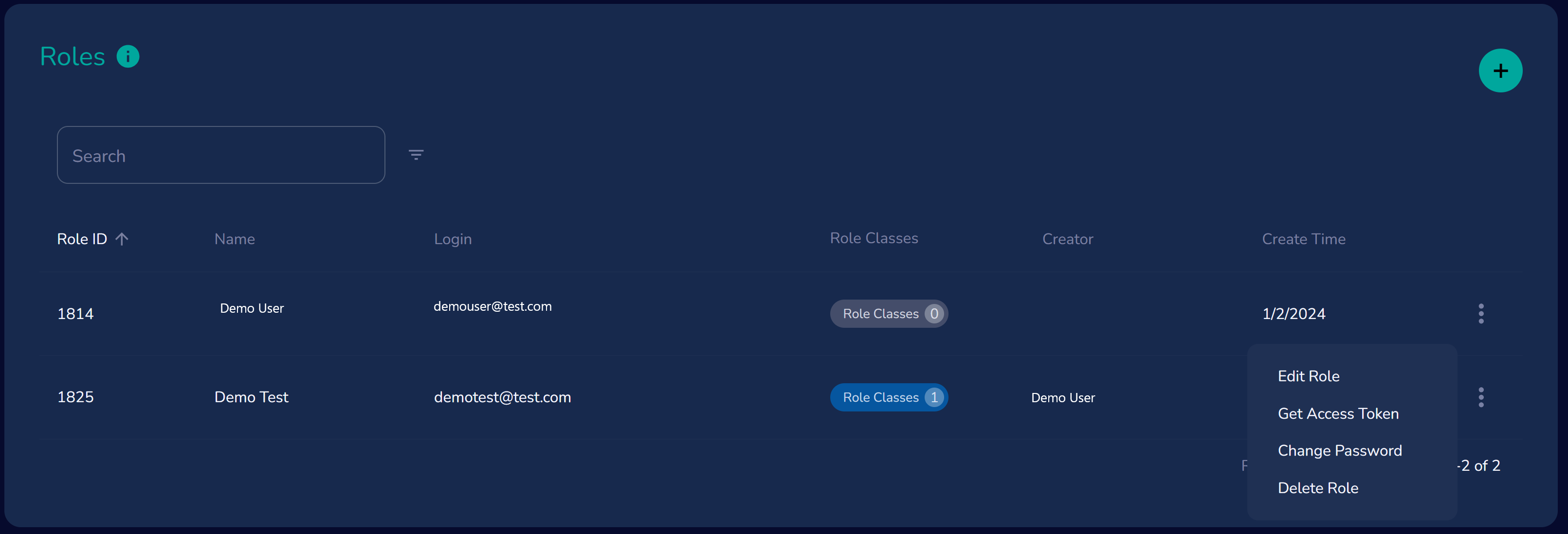 Role Management Role Menu